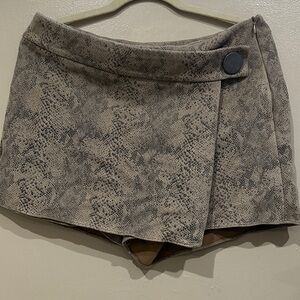 Snakeskin Print Wrap Skort